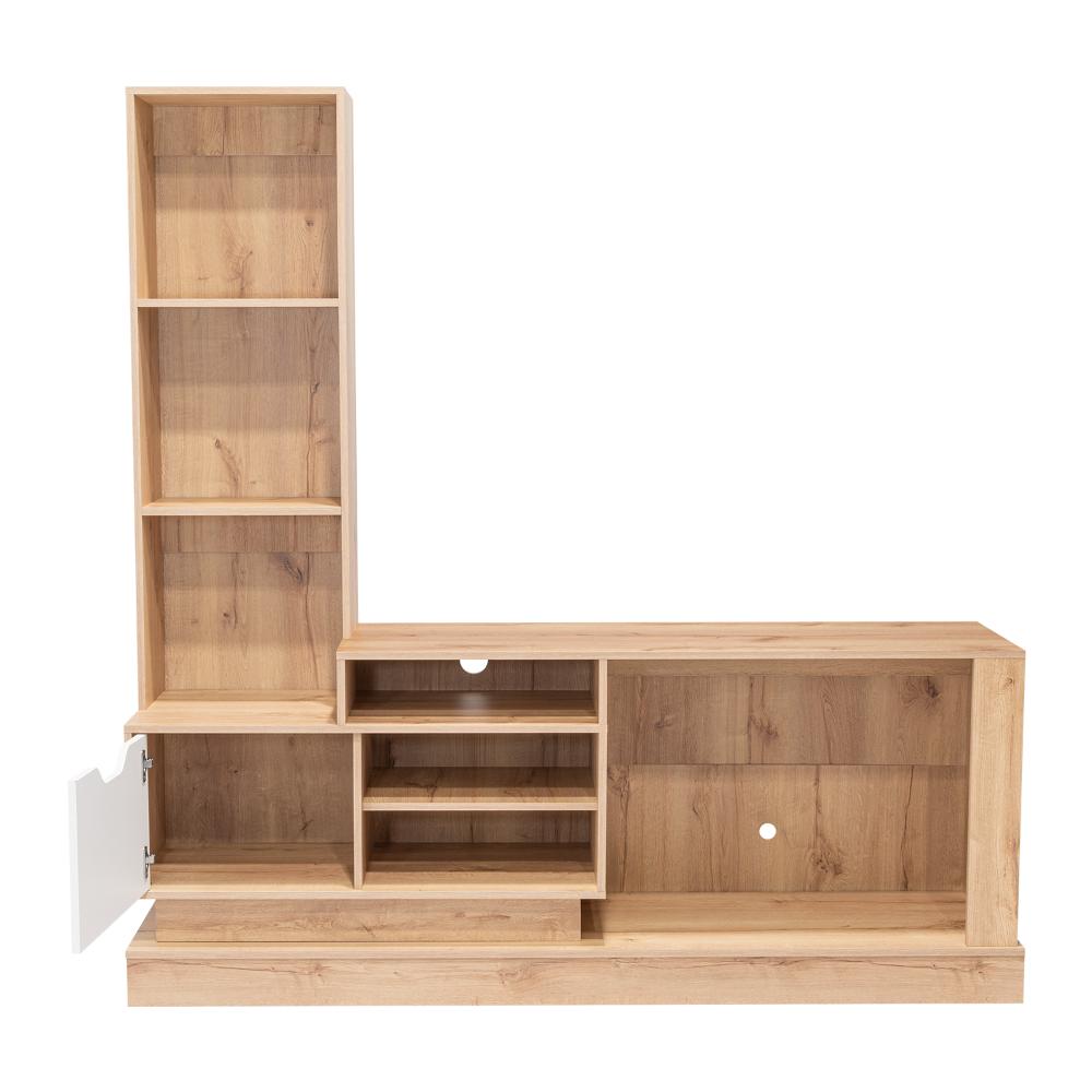 Rack para Tv Blake, Café claro y Blanco, Para Televisor para 55 Pulgadas