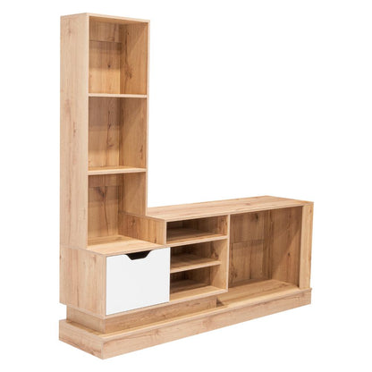 Rack para Tv Blake, Café claro y Blanco, Para Televisor para 55 Pulgadas