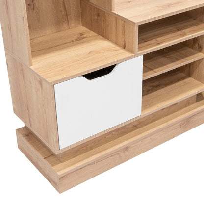 Rack para Tv Blake, Café claro y Blanco, Para Televisor para 55 Pulgadas