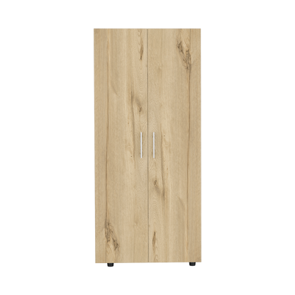 Closet Tera, Duna  y Blanco Vainilla, Dos Puertas Abatibles y Dos Tubos Cromados