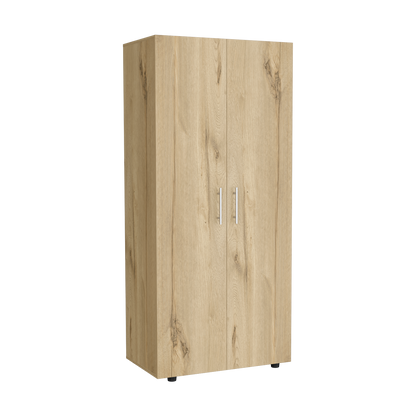 Closet Tera, Duna  y Blanco Vainilla, Dos Puertas Abatibles y Dos Tubos Cromados