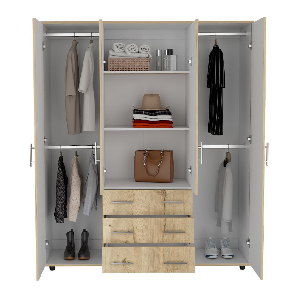 Closet Cuatro Puertas, Café Claro Y Blanco