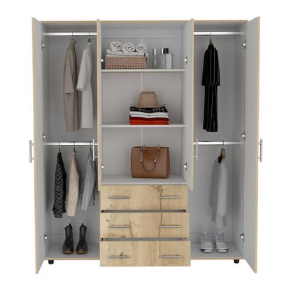 Closet Cuatro Puertas, Café Claro Y Blanco