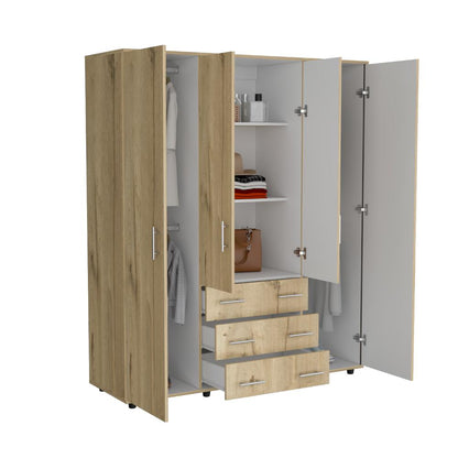Closet Cuatro Puertas, Café Claro Y Blanco