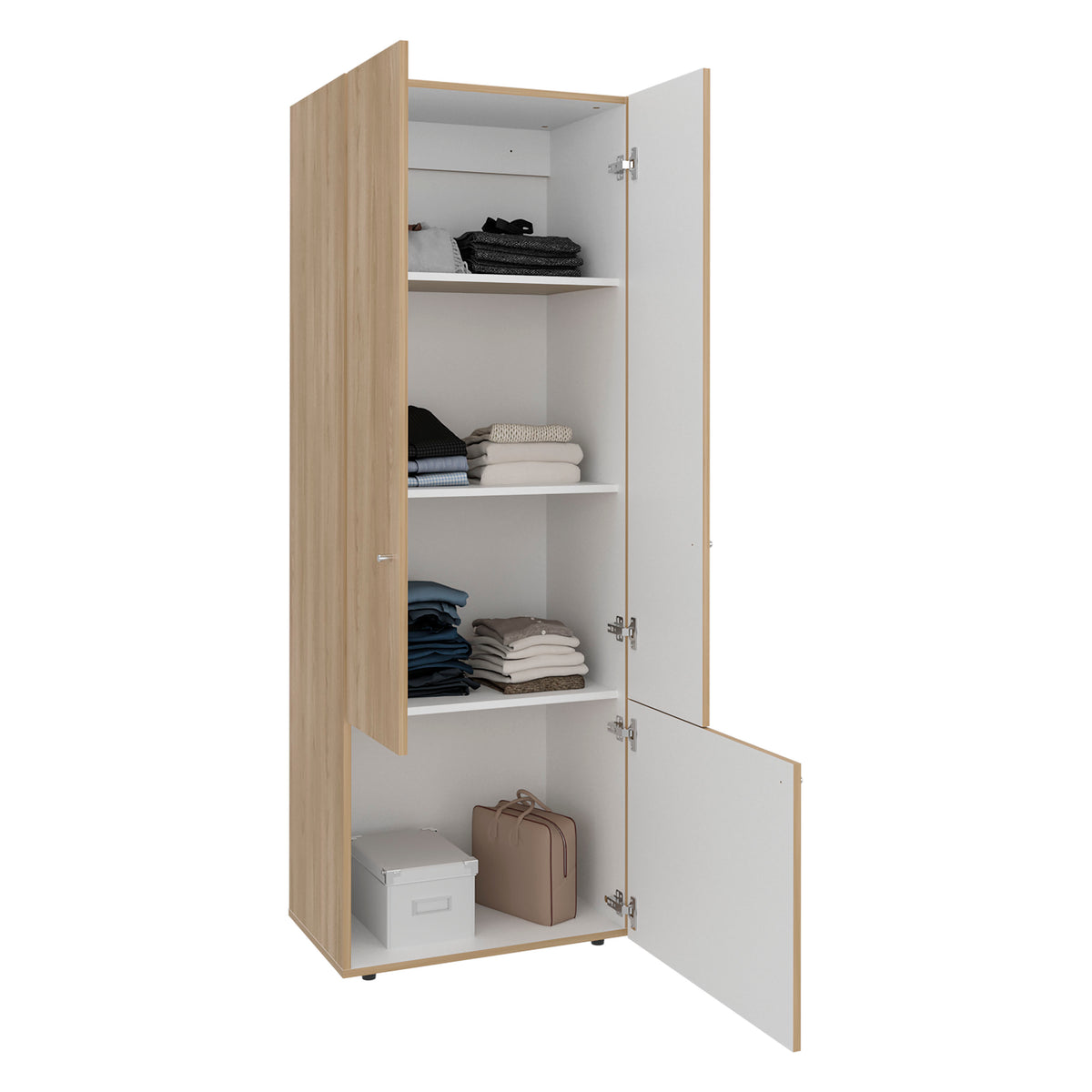 Combo Closet H-200 Diez Puertas, Almacenamiento, Optimizacion, Zapatero, Colgado, Color Fresno