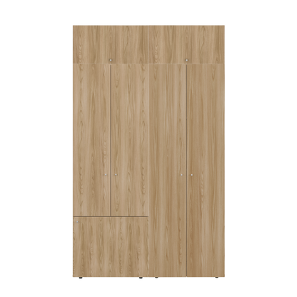 Combo Closet H-200 Siete Puertas, Almacenamiento, Optimizacion, Colgado, Color Fresno