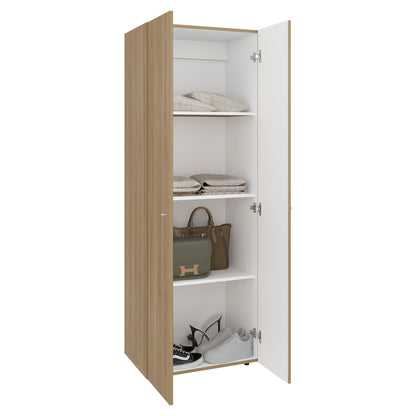Combo Closet H-200 Diez Puertas, Almacenamiento, Optimizacion, Zapatero, Colgado, Color Fresno
