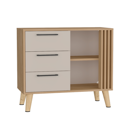 Comoda Tres Cajones Vance Eco, Fresno Europeo Y Capri