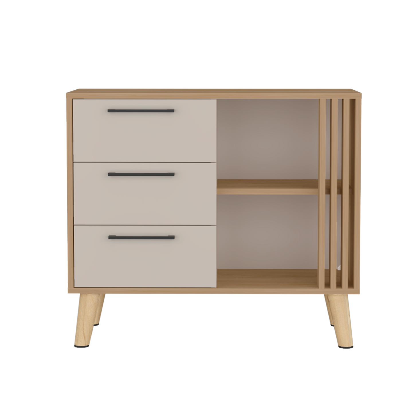 Comoda Tres Cajones Vance Eco, Fresno Europeo Y Capri