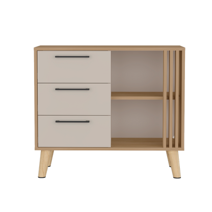 Comoda Tres Cajones Vance Eco, Fresno Europeo Y Capri