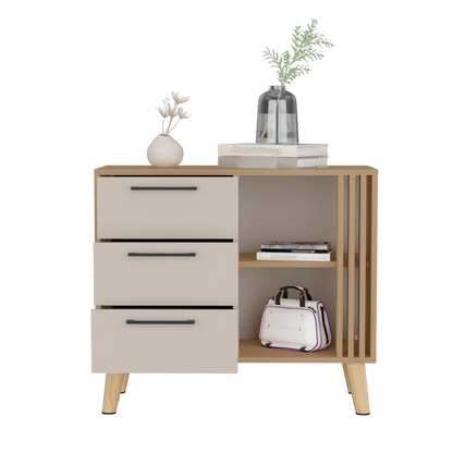 Comoda Tres Cajones Vance Eco, Fresno Europeo Y Capri