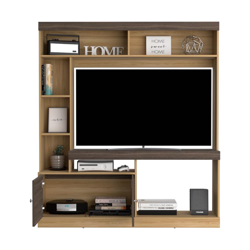 Estante Tv 65", Café Claro Y Café Oscuro