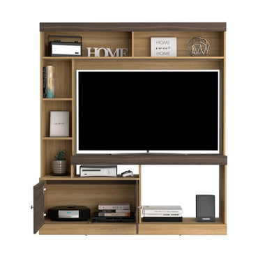 Estante Tv 65", Café Claro Y Café Oscuro