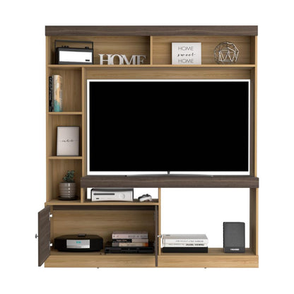 Estante Tv 65", Café Claro Y Café Oscuro