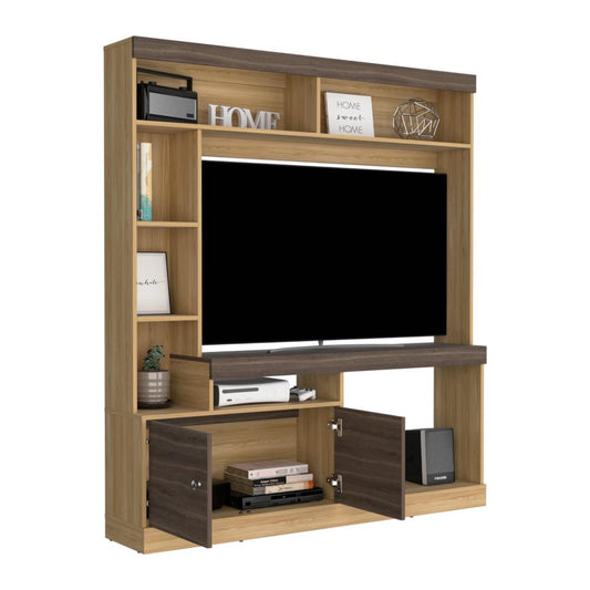 Estante Tv 65", Café Claro Y Café Oscuro