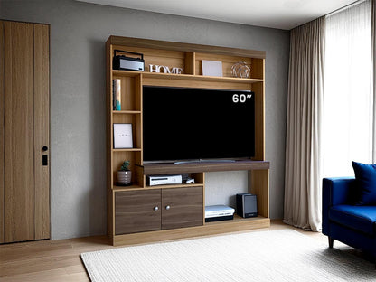 Estante Tv 65", Café Claro Y Café Oscuro