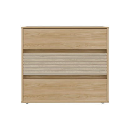 Organizador Wandda,Fresno Europeo y Roble Natural, con tres cajones
