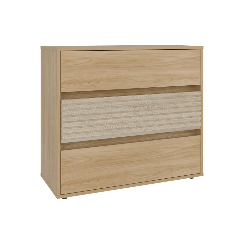 Organizador Wandda,Fresno Europeo y Roble Natural, con tres cajones