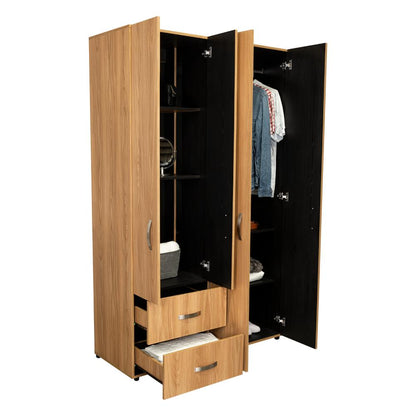 Closet Barin 120, Fresno Europeo y Wengue, Con Cajones De Gran Capacidad Para Su Almacenamiento