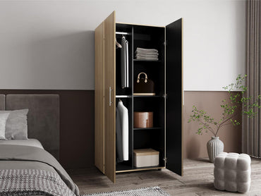 Closet Tera, Fresno Europeo y Wengue, Dos Puertas Abatibles y Dos Tubos Cromados