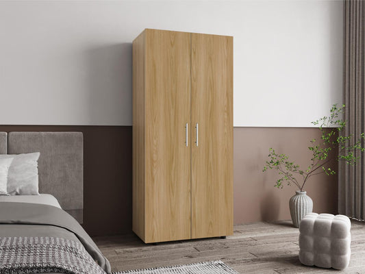 Closet Tera, Fresno Europeo y Wengue, Dos Puertas Abatibles y Dos Tubos Cromados