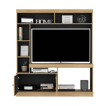 Estante Tv 65", Café Claro Y Negro