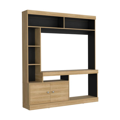 Estante Tv 65", Café Claro Y Negro
