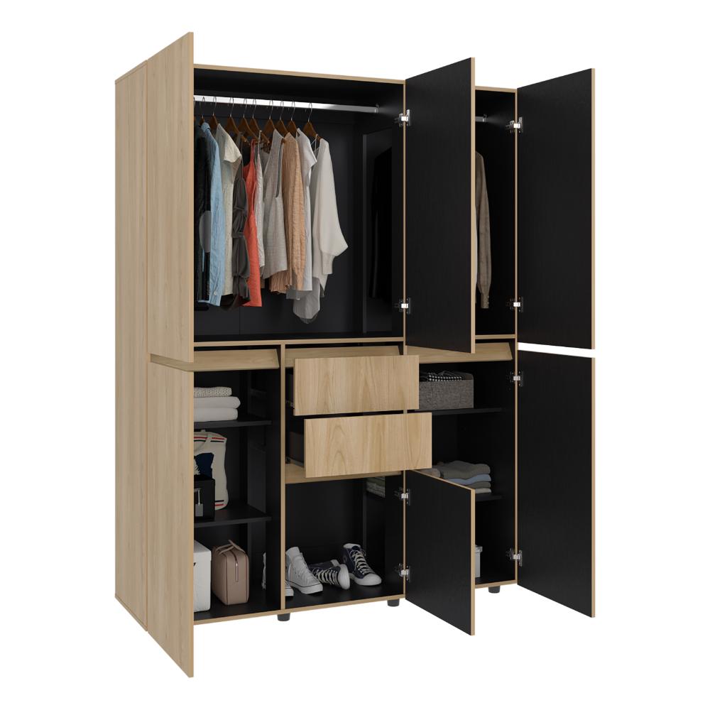 Closet Siruela 150, Fresno Europeo y Wengue, con Seis Puertas y Gran Capacidad de Almacenamiento