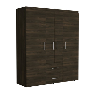 Closet Cuatro Puertas Dos Cajones, FM Furniture 020O, Café Oscuro