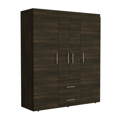 Closet Cuatro Puertas Dos Cajones, FM Furniture 020O, Café Oscuro