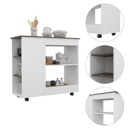 Isla De Cocina Con Ruedas, FM Furniture 002B Blanco
