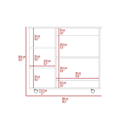 Isla De Cocina Con Ruedas, FM Furniture 002B Blanco