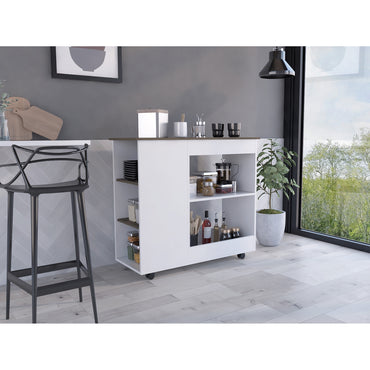 Isla De Cocina Con Ruedas, FM Furniture 002B Blanco
