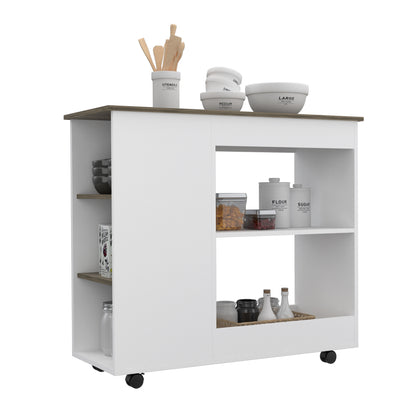 Isla De Cocina Con Ruedas, FM Furniture 002B Blanco