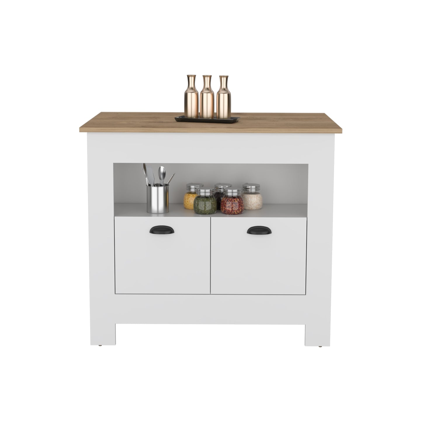Isla De Cocina Dos Puertas, FM Furniture 005B Blanco