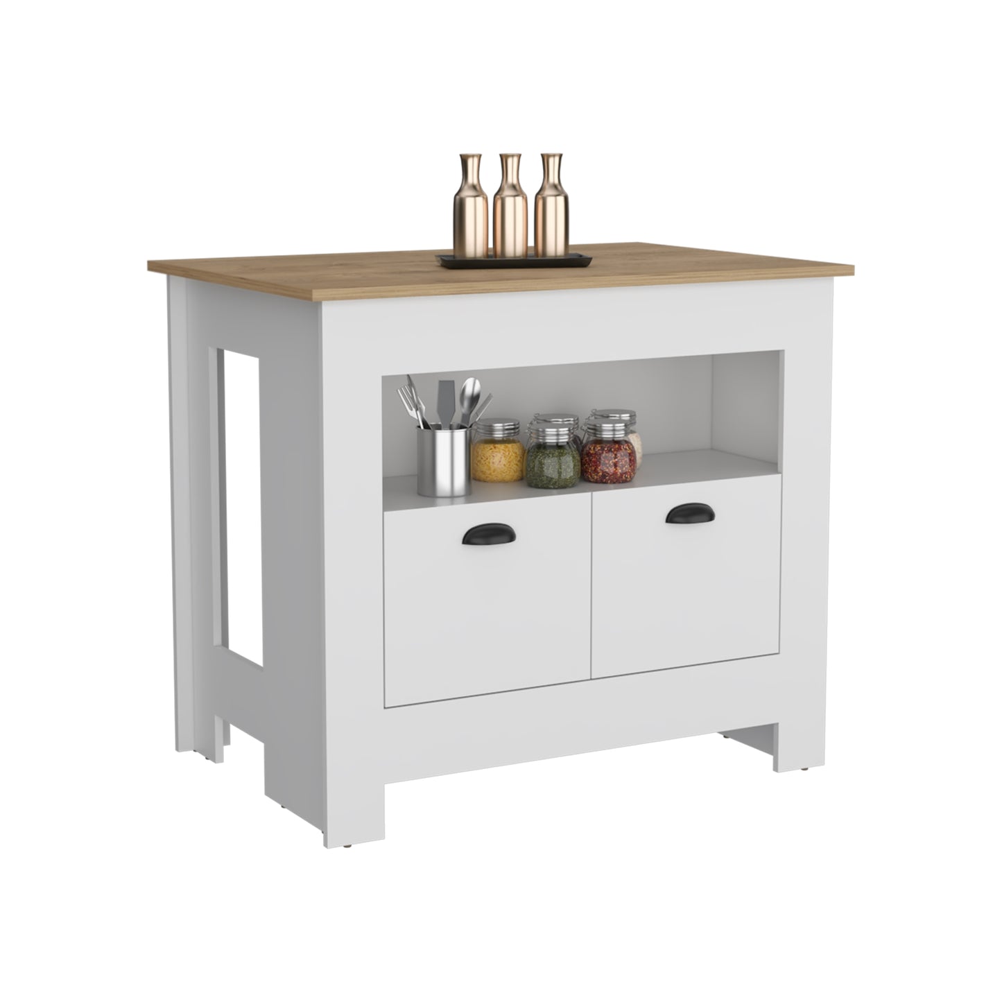 Isla De Cocina Dos Puertas, FM Furniture 005B Blanco
