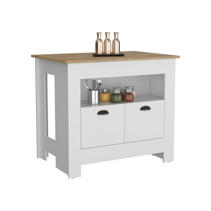Isla De Cocina Dos Puertas, FM Furniture 005B Blanco