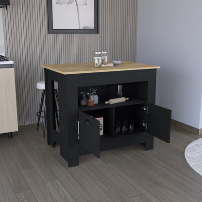 Isla De Cocina Dos Puertas, FM Furniture 005N Negro