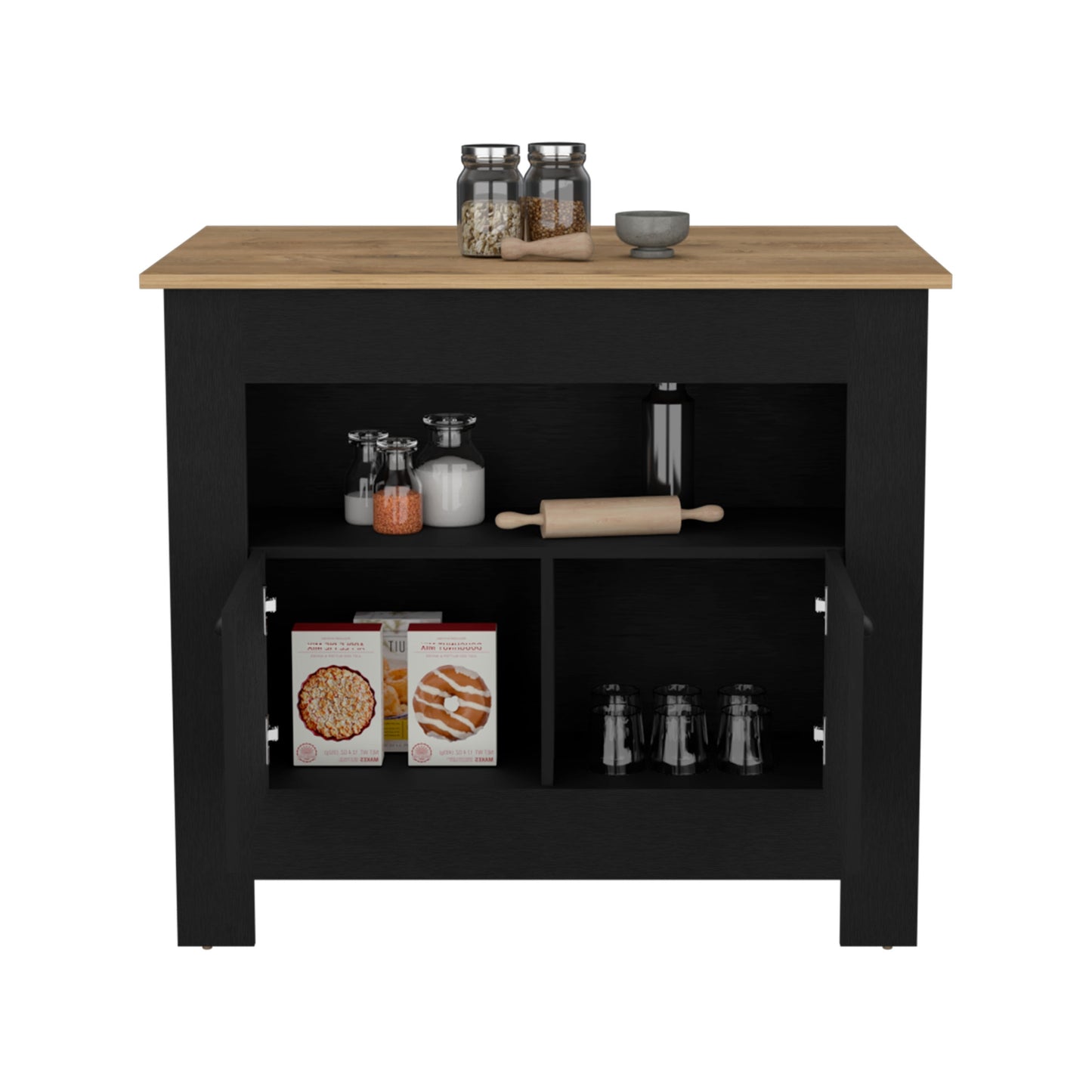 Isla De Cocina Dos Puertas, FM Furniture 005N Negro