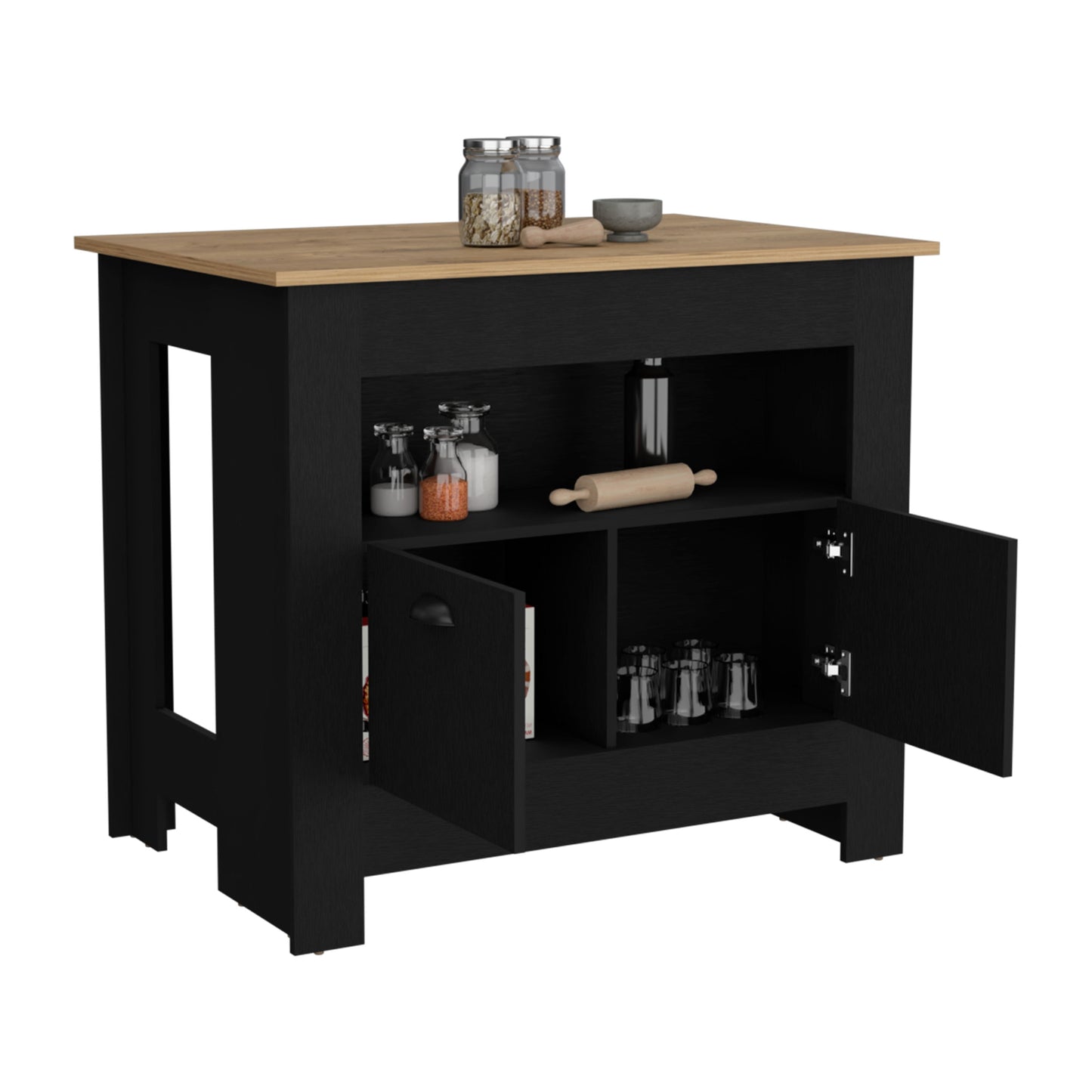 Isla De Cocina Dos Puertas, FM Furniture 005N Negro