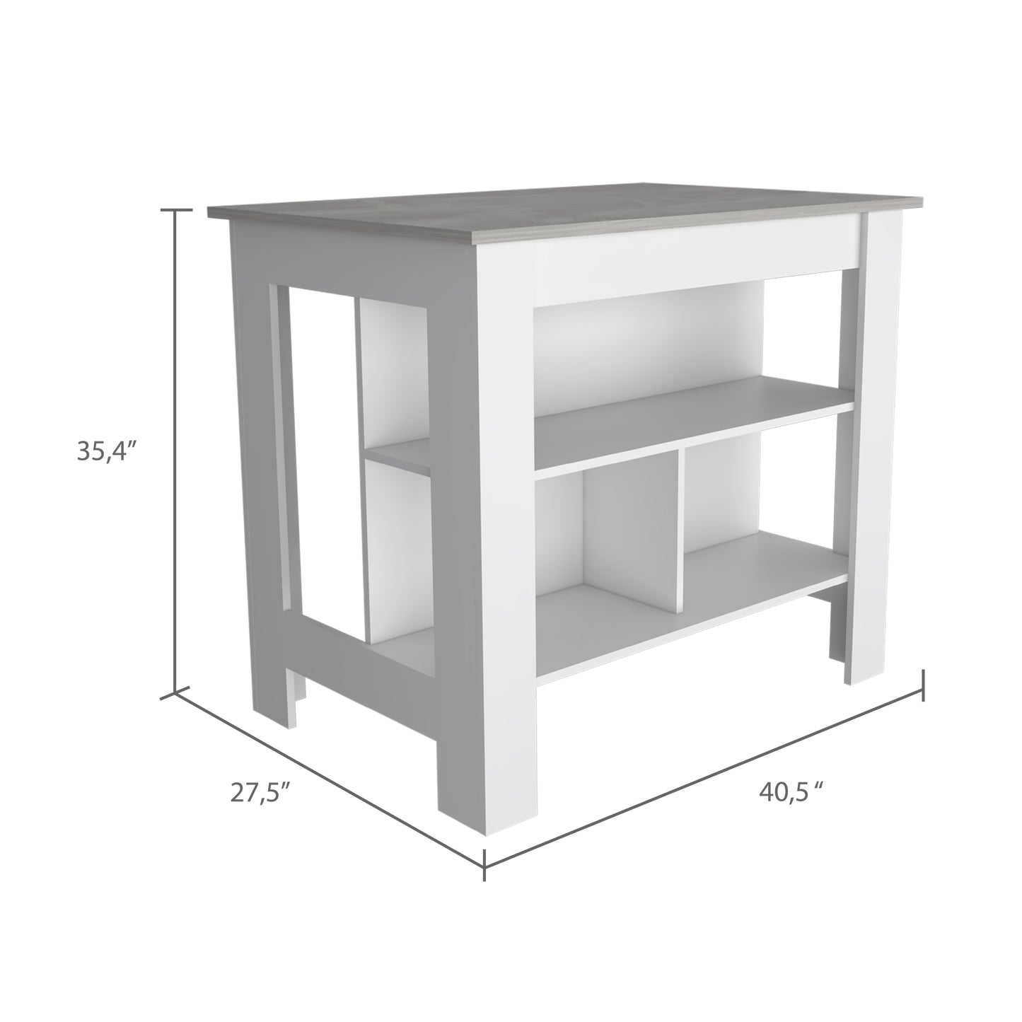 Isla De Cocina, FM Furniture 009B Blanco Y Gris