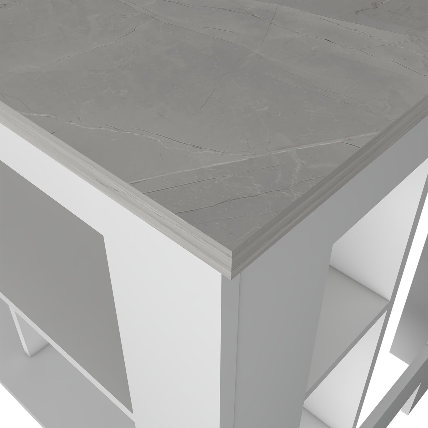 Isla De Cocina, FM Furniture 009B Blanco Y Gris