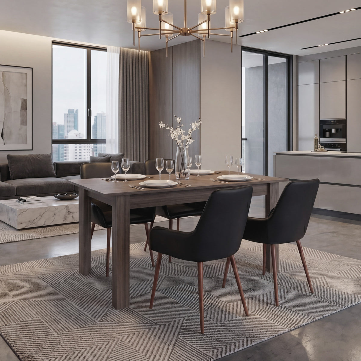 Mesa para Comedor Estrella 160, Avellana, con Espacio para Cuatro Personas, No Incluye Sillas