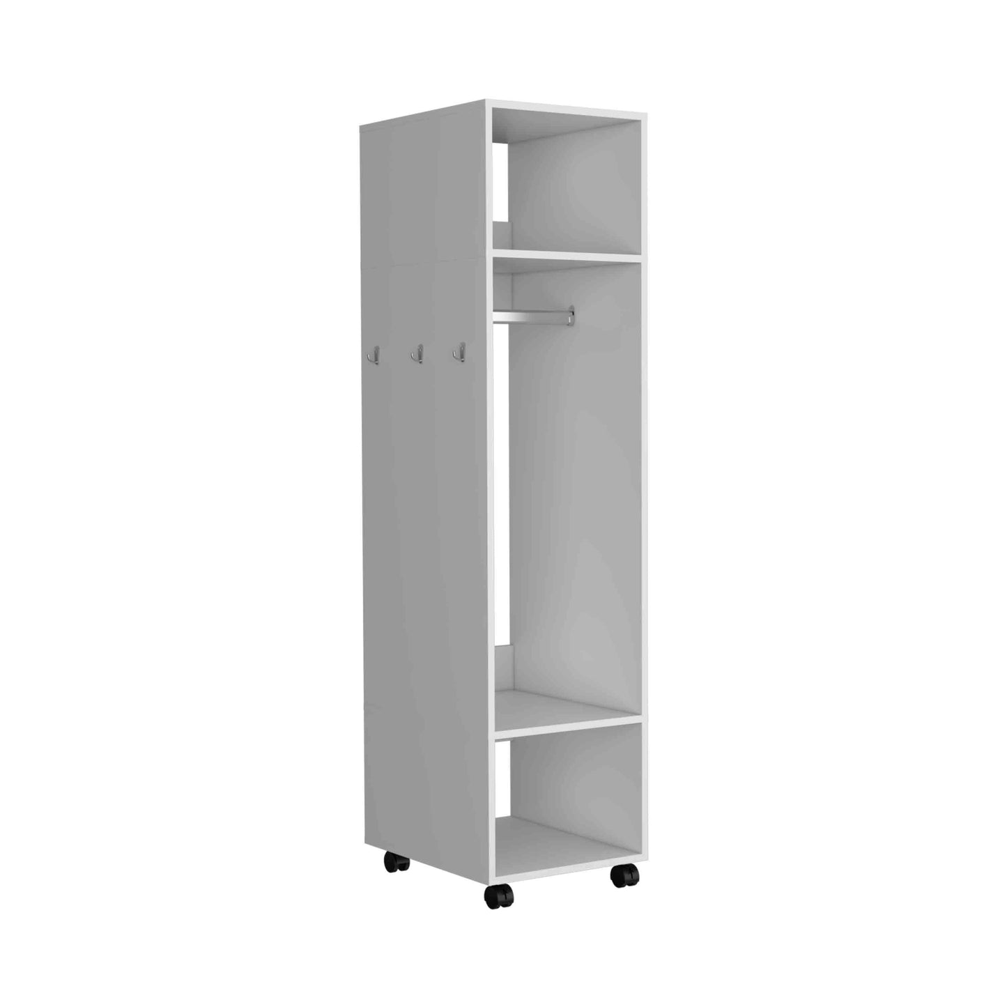 Closet Con Espejo Y Cuatro Ruedas Fm 025B Blanco