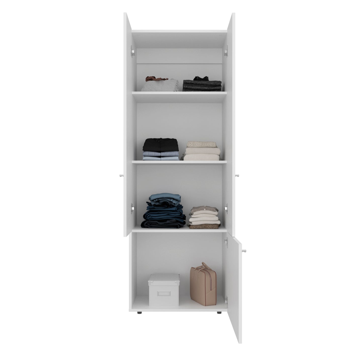 Combo Closet H-200 Seis Puertas, Almacenamiento, Zapatero, Colgado, Color Blanco