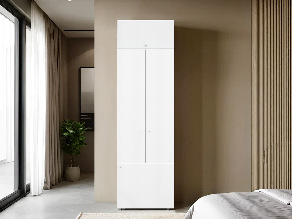 Combo Closet H-200 Tres Puertas, Almacenamiento, Colgado, Color Blanco