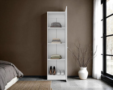 Closet Praga Una Puerta, Con Espejo - Blanco
