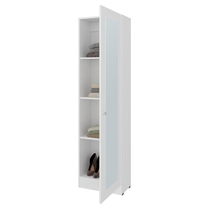 Closet Auxiliar Praga, Blanco Duqueza, incluye espejo y es de facil instalación