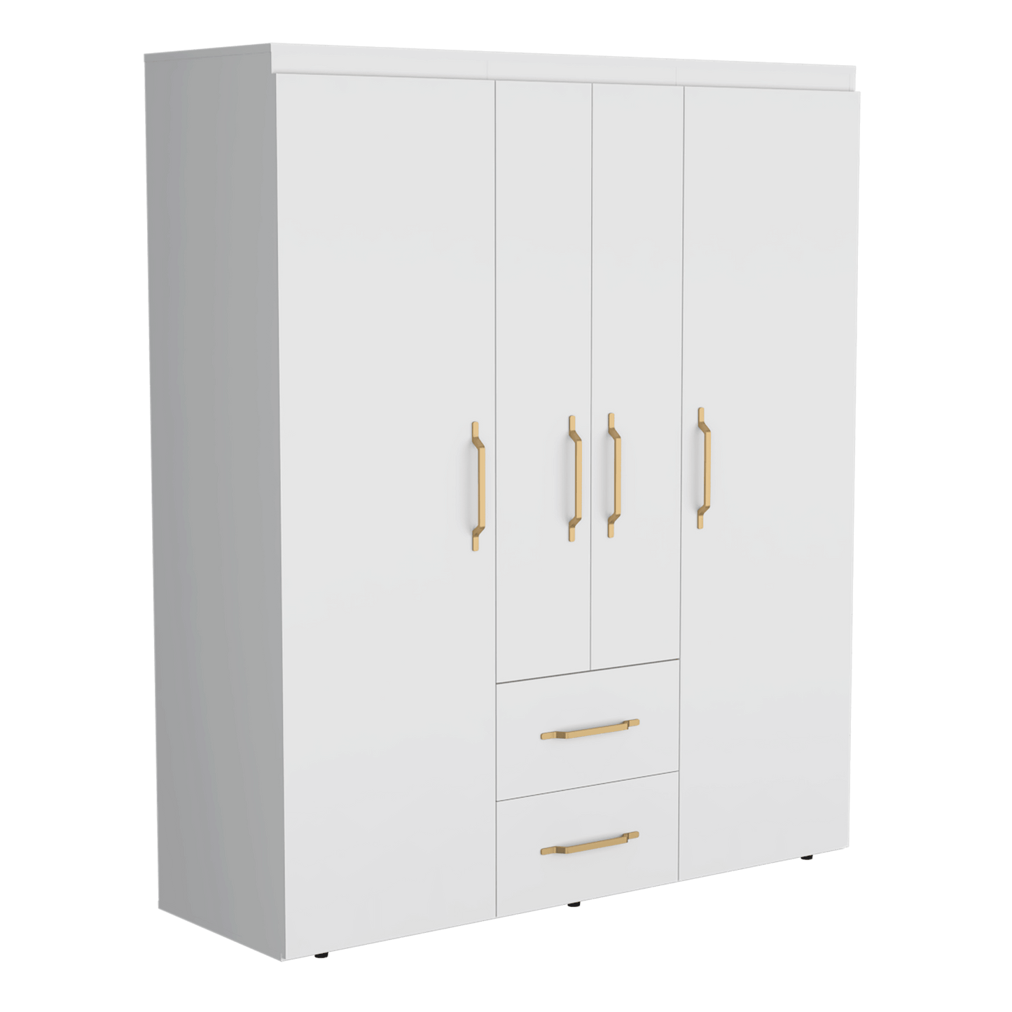 Closet Eco Golden Cuatro Puertas Y Dos Cajones Blanco, Variedad De Entrepaños Y Puertas Abatibles