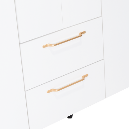 Closet Eco Golden, Blanco y Dorado, Variedad de Entrepaños y  Cuatro puertas Abatibles